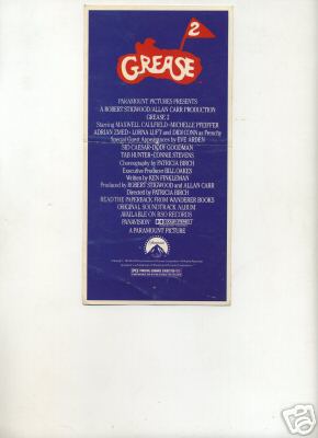 Grease 2 Premiere Ticket (back)